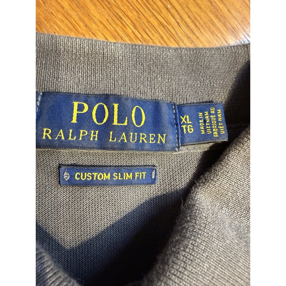 Polo Ralph‎ Lauren Polo Shirt XL Custom Slim Fit Gray Green Pony - Picture 4 of 8
